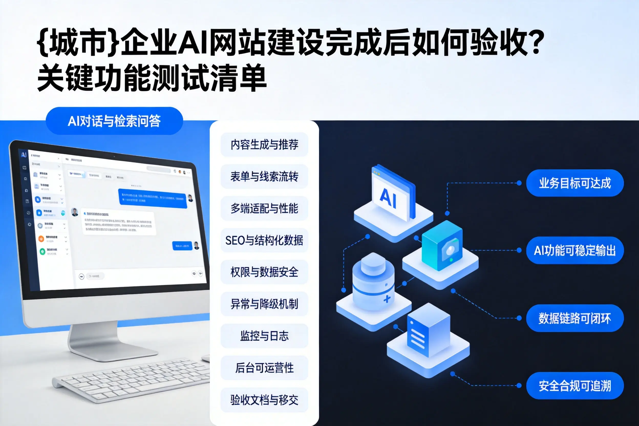 胡杨河企业AI网站建设完成后如何验收？关键功能测试清单
