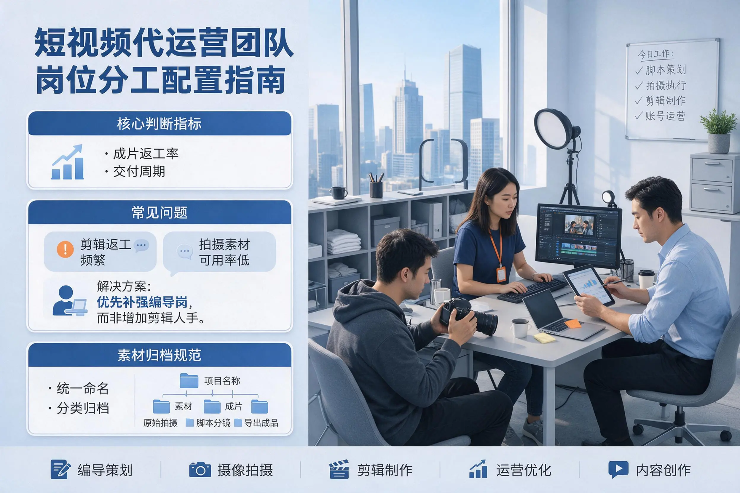 短视频代运营团队如何配置？胡杨河企业岗位分工科普说明