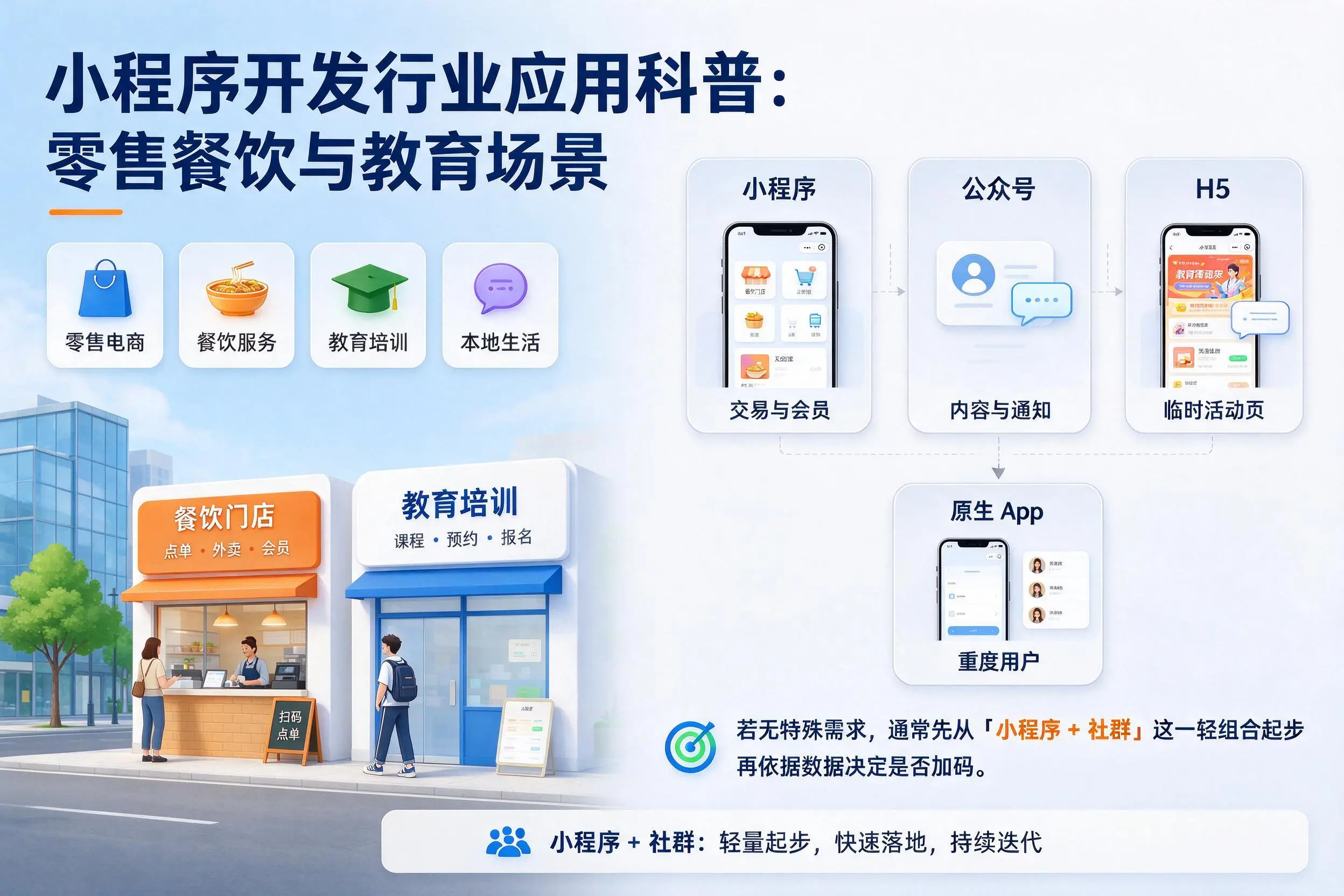 胡杨河小程序开发行业应用科普:零售餐饮与教育场景