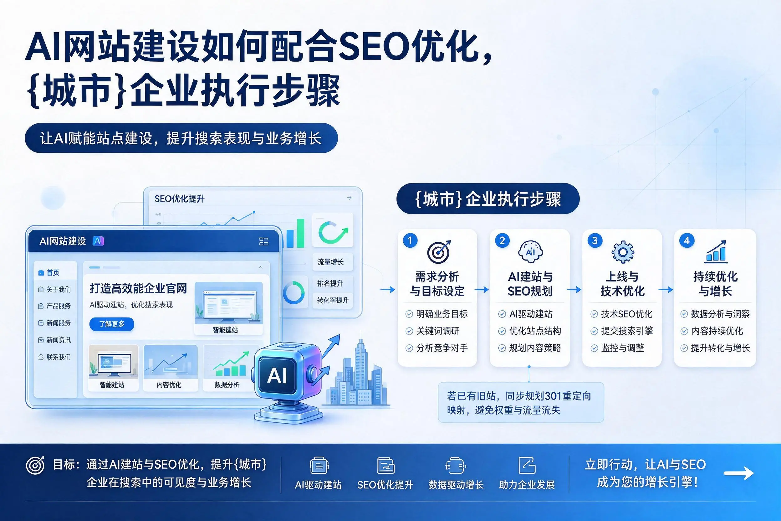 AI网站建设如何配合SEO优化，胡杨河企业执行步骤